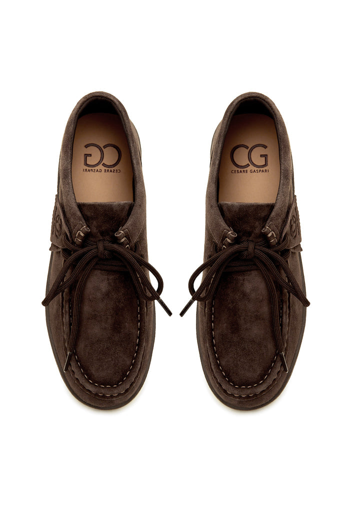 Taupe Platform Lace-Up Loafers - Dark Brown