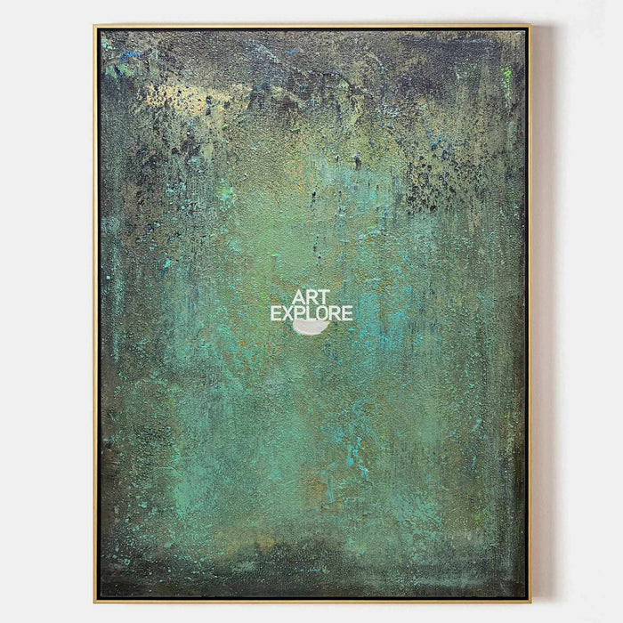 Large Green Acrylic Painting On Canvas Oversized Textured Modern Abstract Art Framed Canvas Art for Sale