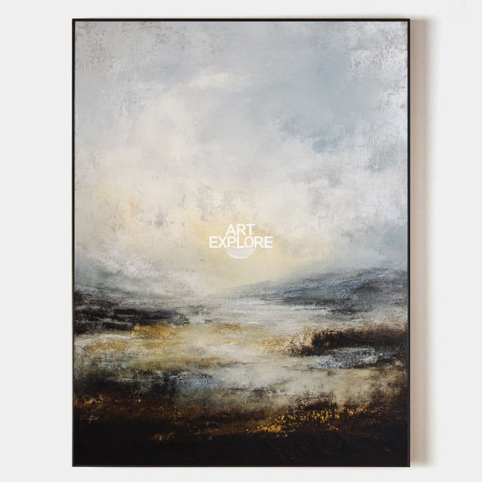 Large Brown Minimalist Textured Landscape Painting | Luxury Wall Art For Livingroom | ArtExplore