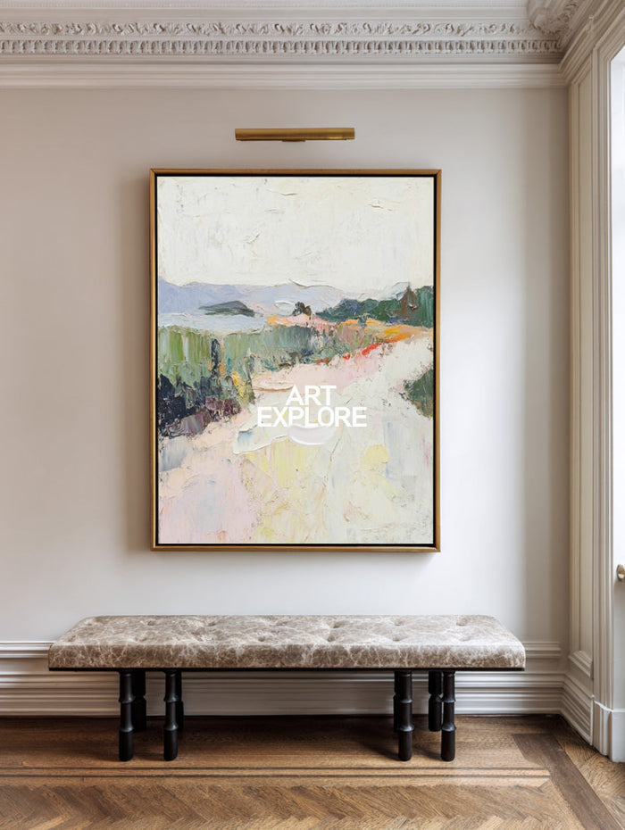 Modern Abstract Mountain Painting Large White Textured Statement