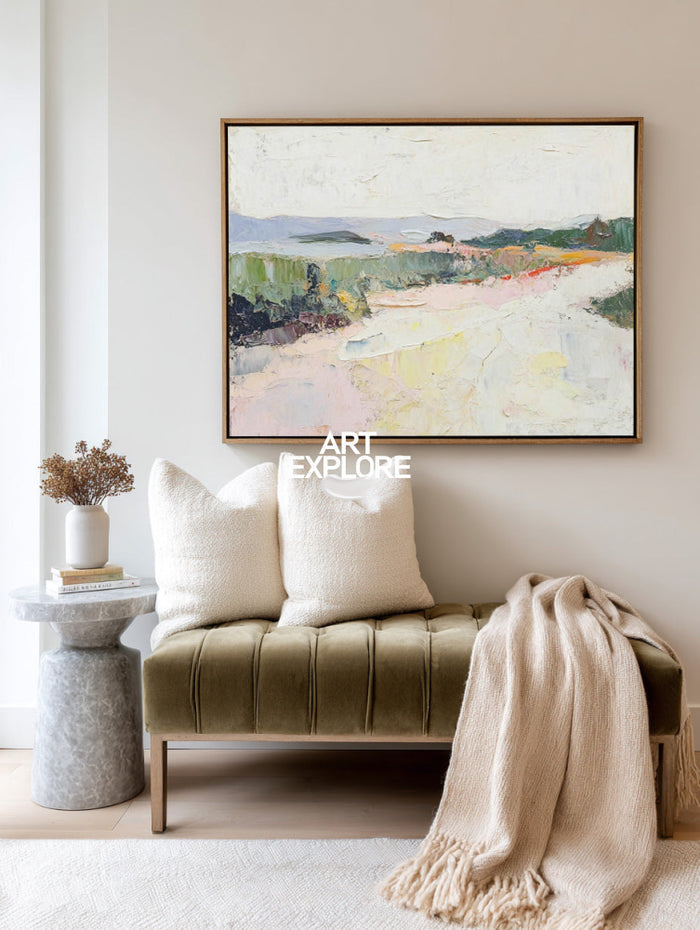 Tactile Abstract Horizon Art Ready to Hang Large Textured Painting