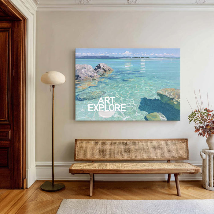 Oversized Glimmering Sea Painting Hand-Drawn Large Luxury Wall Decor