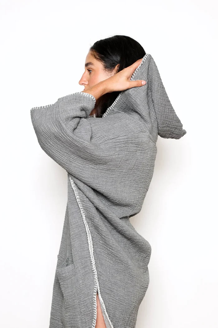 THE COCOON | UNISEX MUSLIN SURF PONCHO | Grey