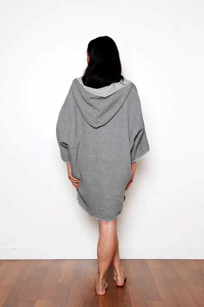 THE COCOON | UNISEX MUSLIN SURF PONCHO | Grey