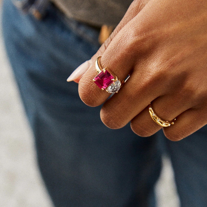 Toi et Moi Custom Birthstone Ring - Gold 3