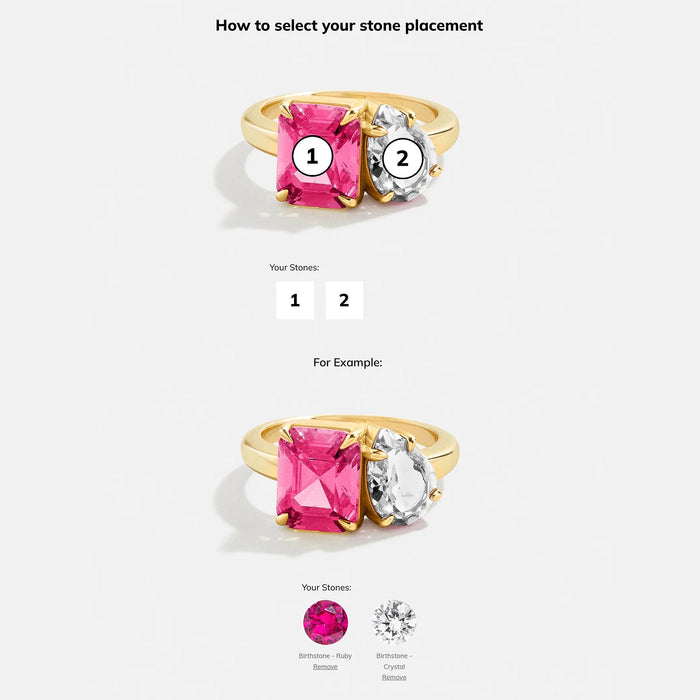 Toi et Moi Custom Birthstone Ring - Gold 4