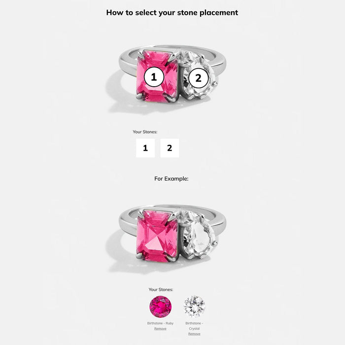 Toi et Moi Custom Birthstone Ring - Silver 5