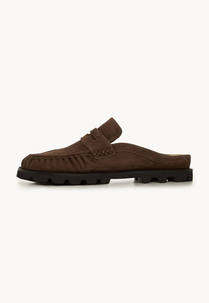 Trail Ease Suede Mules – Brown