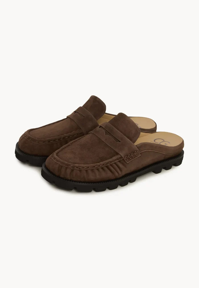 Trail Ease Suede Mules – Brown
