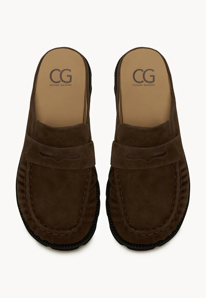 Trail Ease Suede Mules – Brown