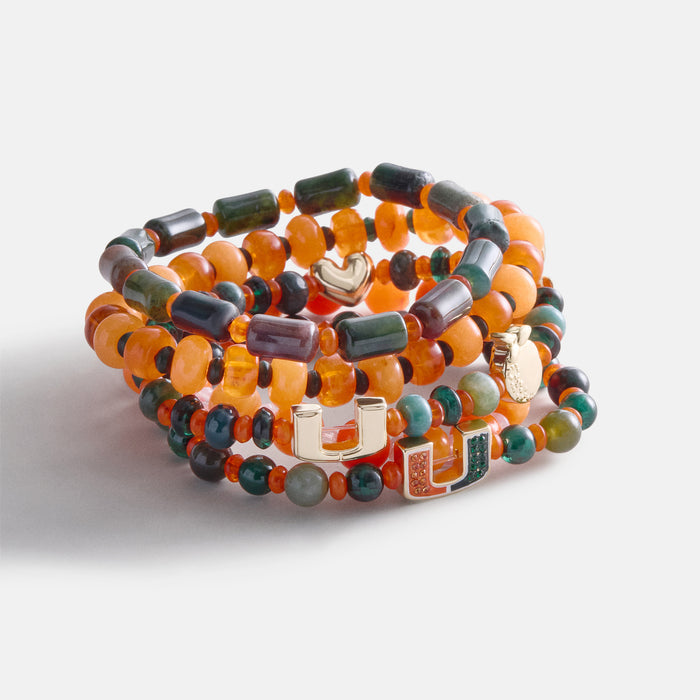 University of Miami Beaded Bracelet Set - University of Miami