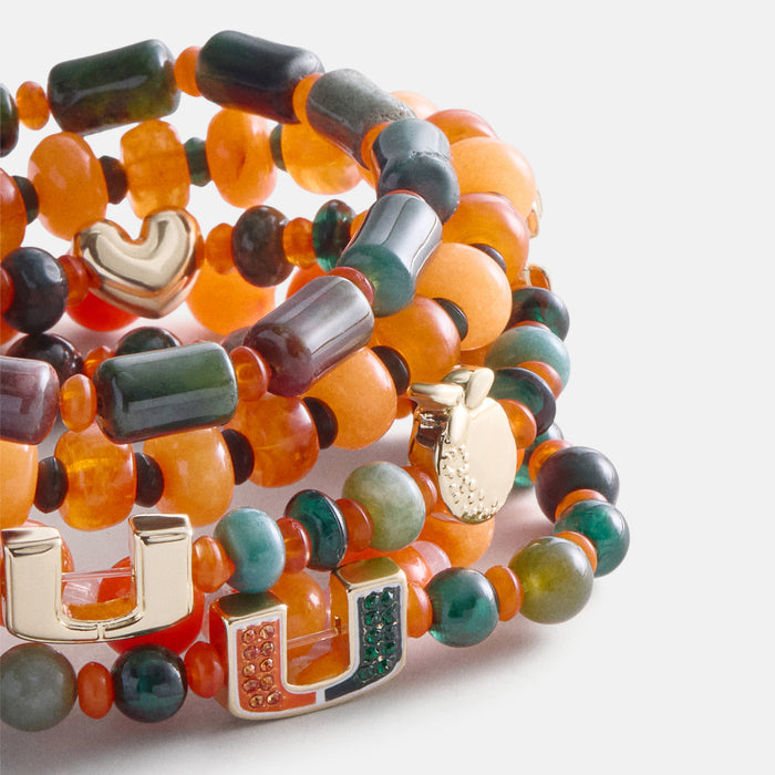 University of Miami Beaded Bracelet Set - University of Miami