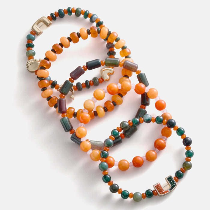 University of Miami Beaded Bracelet Set - University of Miami