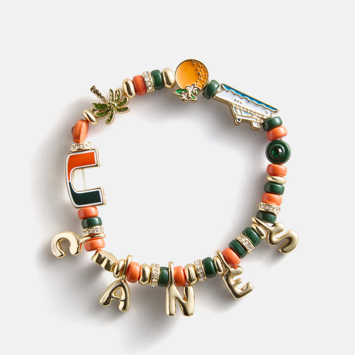 University of Miami Beaded Charm Bracelet - University of Miami