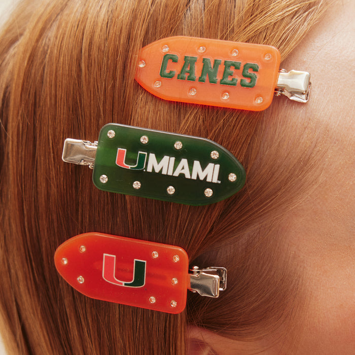 University of Miami Creaseless Hair Clip Set - University of Miami