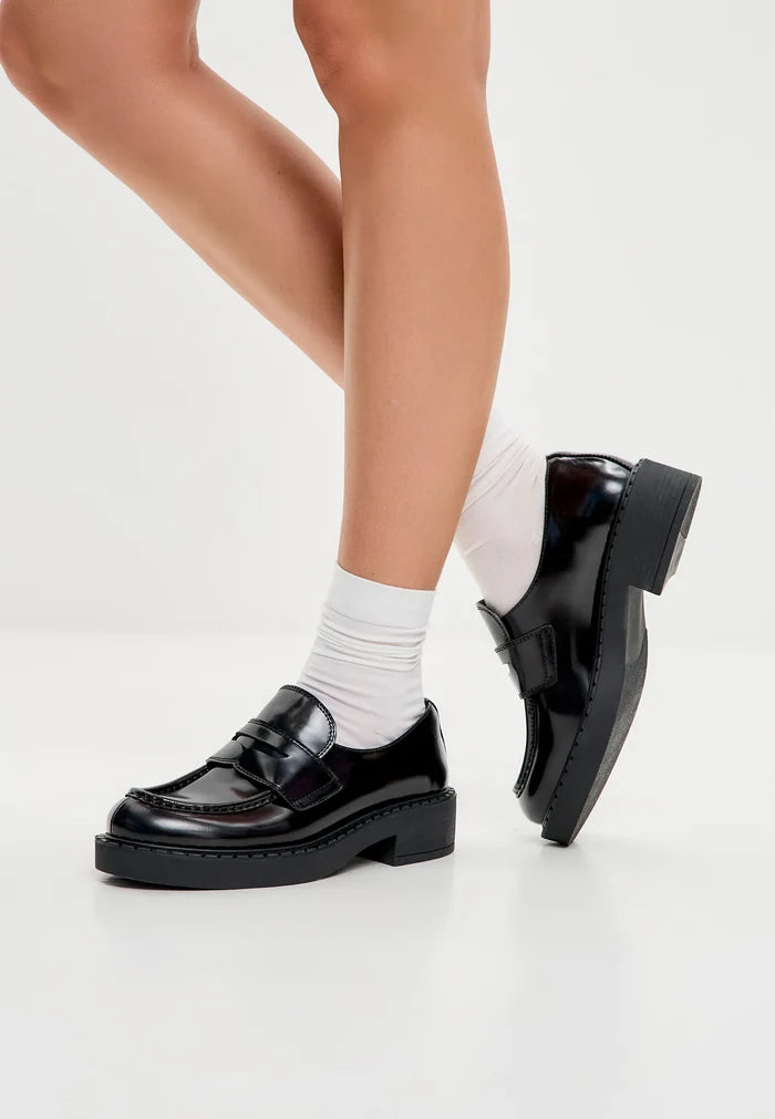 Urban Platform Penny Loafers – Black
