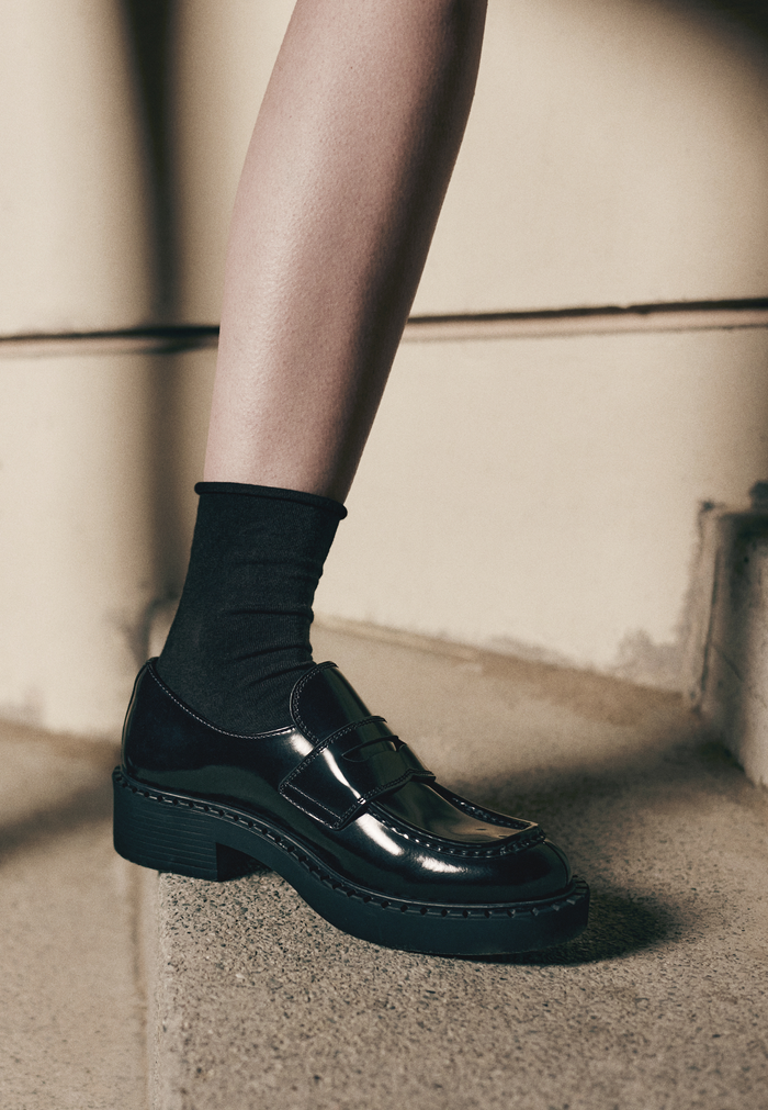 Urban Platform Penny Loafers – Black