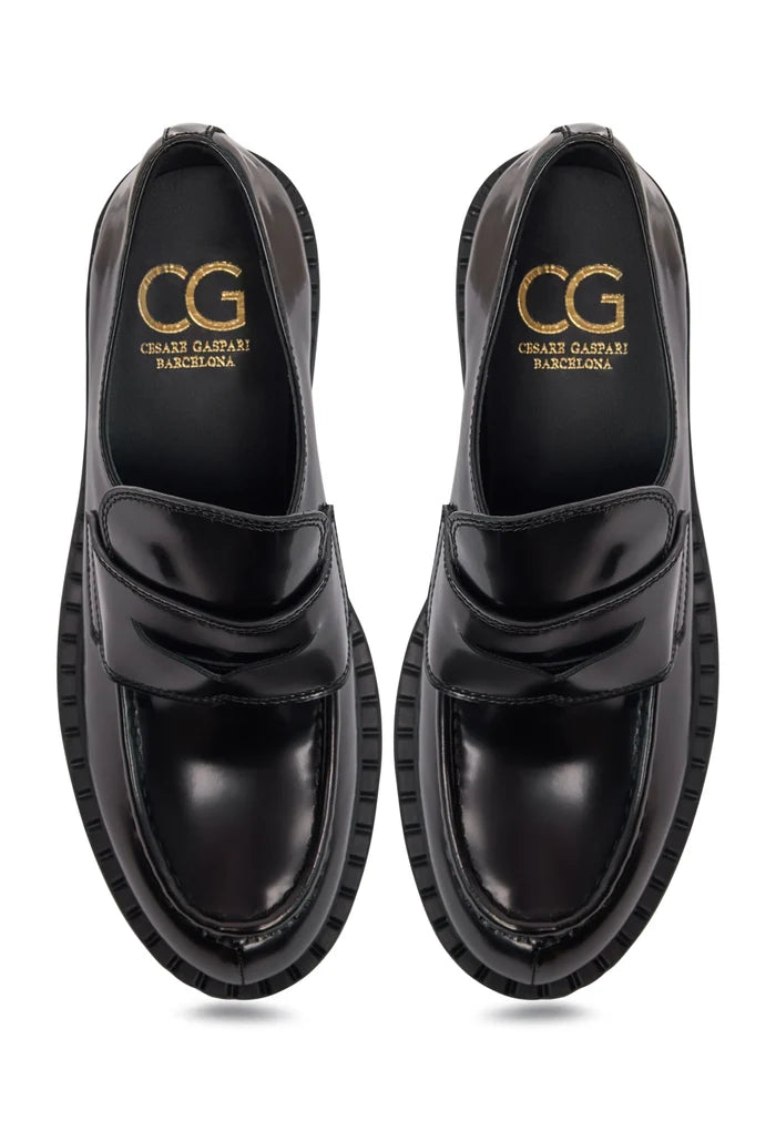 Urban Platform Penny Loafers – Black