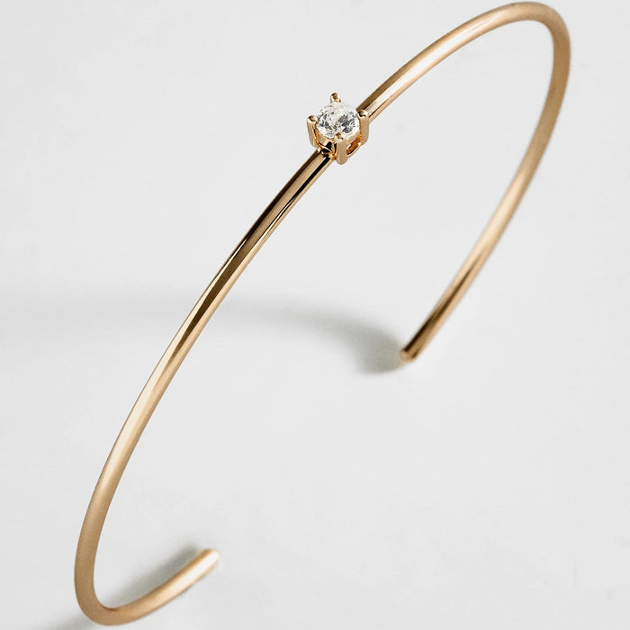 Valentina 14K Gold Cuff Bracelet - Gold Cuff, Round Stone