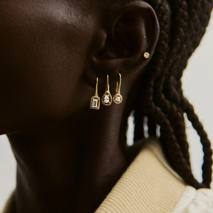 Valeria 14K Gold Earring Set - Gold/Pavé