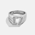 Varsity Number Custom Ring - Silver/Pavé