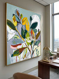 Modern Textured Greenery Canvas Art - Original Impasto Wall Decor