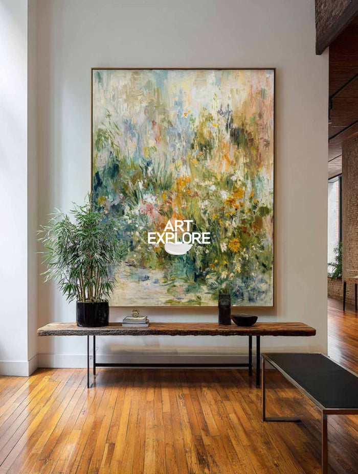 Contemporary French Country Art Large Ready to Hang Abstract Green Decor