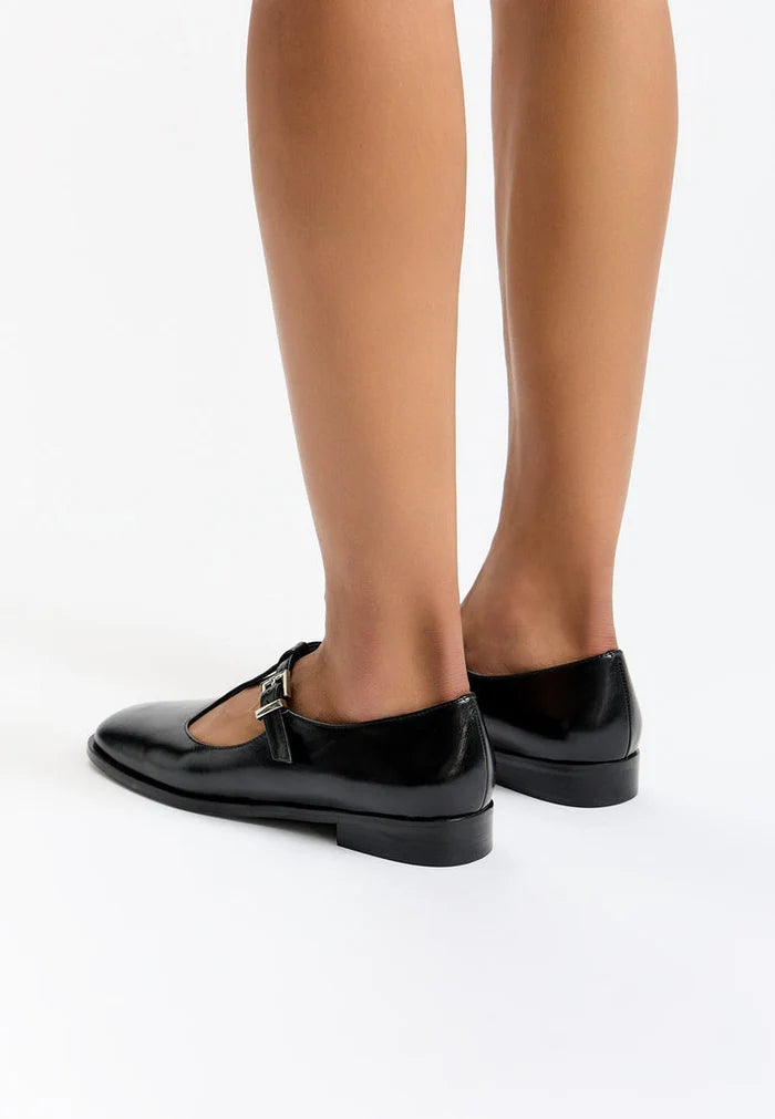 A pair of vintage charm T-strap flats, bringing retro vibes with their vintage-inspired and antique style design.