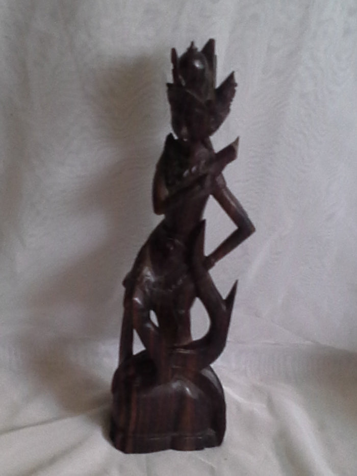 Vintage Collectible Wooden Carved Oriental Indian Deity Goddess