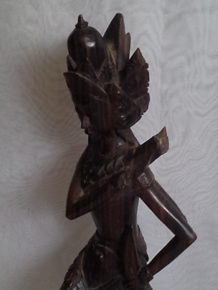 Vintage Collectible Wooden Carved Oriental Indian Deity Goddess