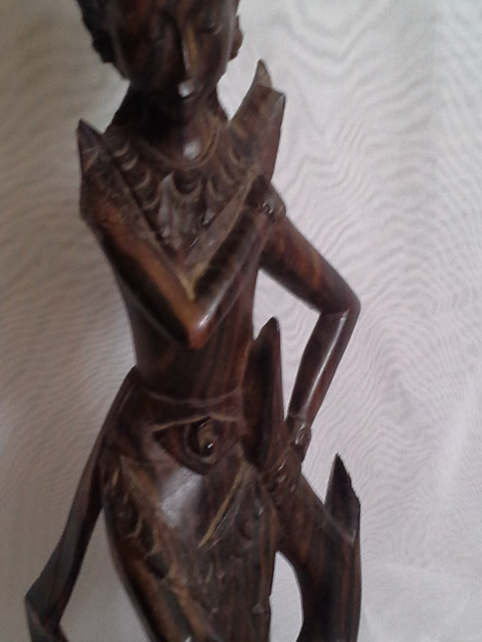 Vintage Collectible Wooden Carved Oriental Indian Deity Goddess