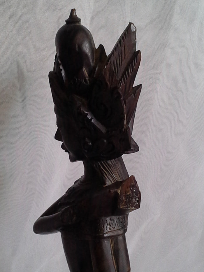 Vintage Collectible Wooden Carved Oriental Indian Deity Goddess