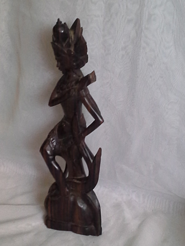 Vintage Collectible Wooden Carved Oriental Indian Deity Goddess