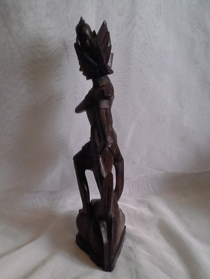 Vintage Collectible Wooden Carved Oriental Indian Deity Goddess