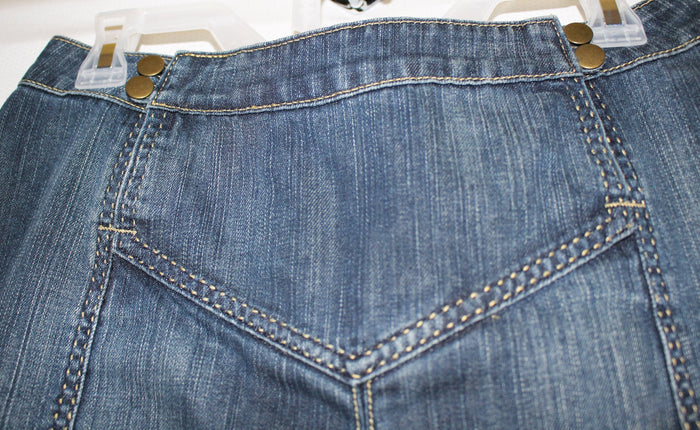 Vintage Denim Mini Skirt Golden Stitches Jeans Size 30