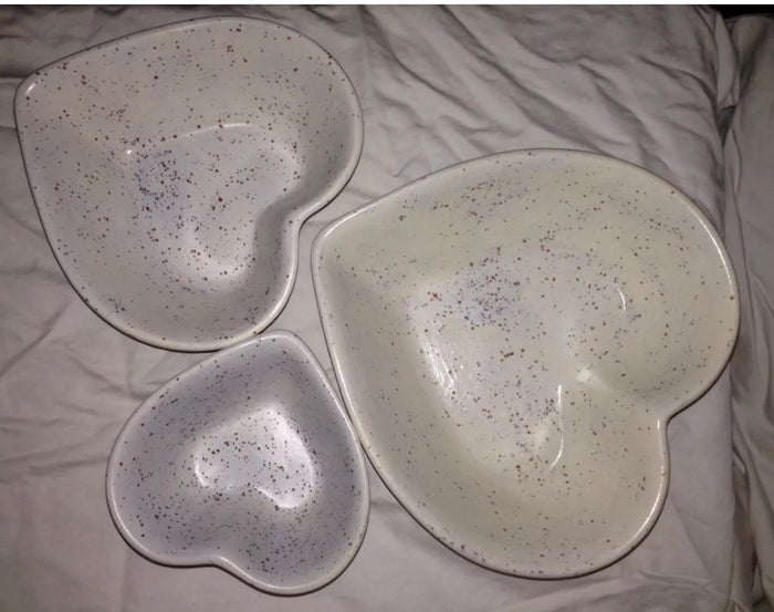 Vintage Handmade Hart Porcelain Bowl Dishes in Light Gray