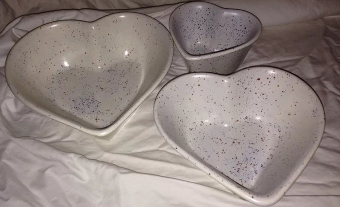 Vintage Handmade Hart Porcelain Bowl Dishes in Light Gray