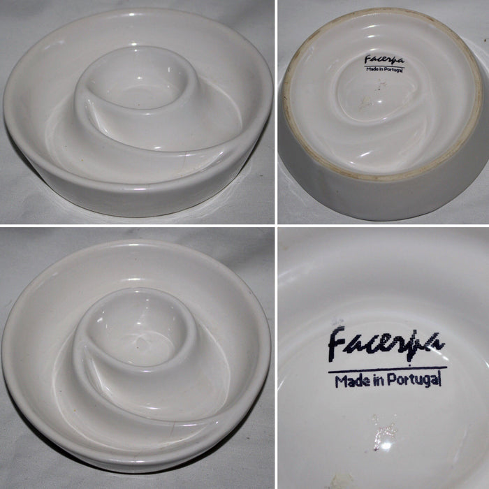 Vintage White Rare and Unique Design Dish Made in Portugal