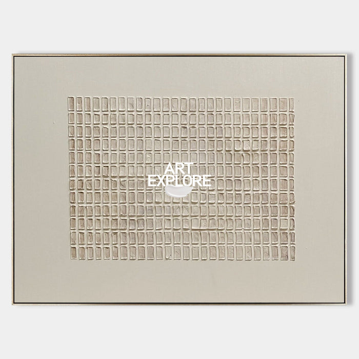 Original Wabi Sabi Art Beige Geometric Textured Painting For Modern Home Decor