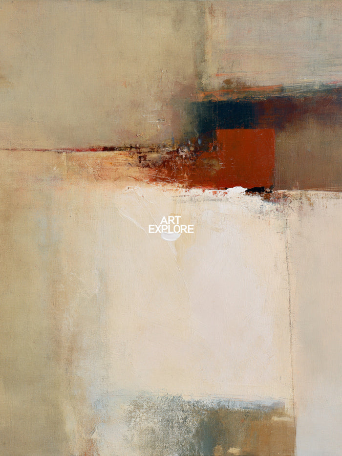 Abstract Beige Brown Square Canvas Painting Hand-Painted Wall Art Original