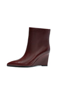 Wedge Heel Ankle Boots - Bordeaux