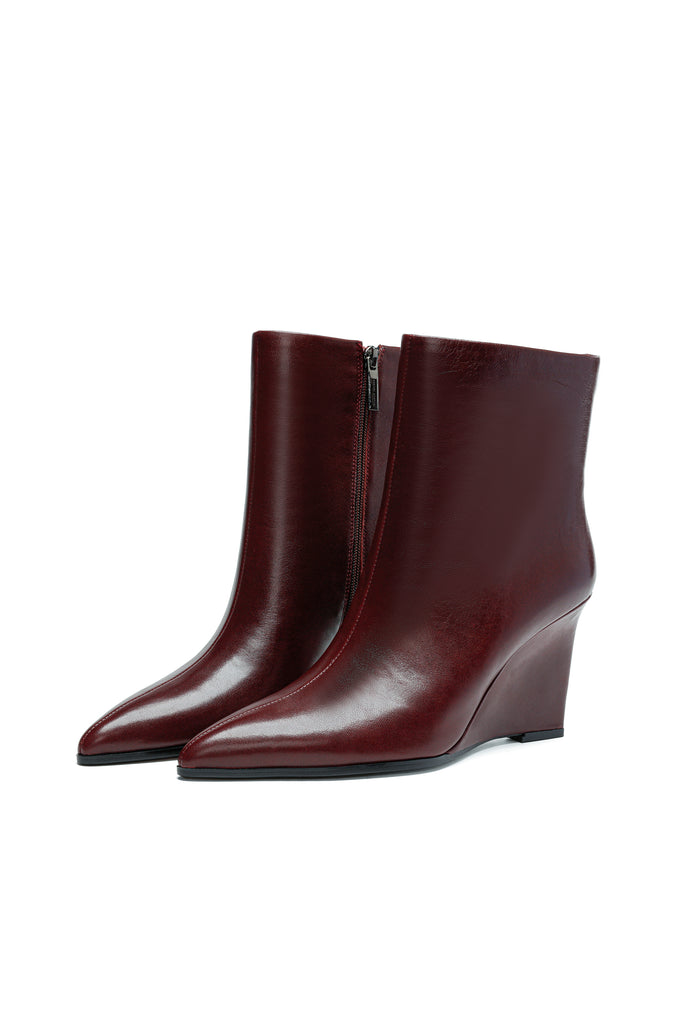 Wedge Heel Ankle Boots - Bordeaux