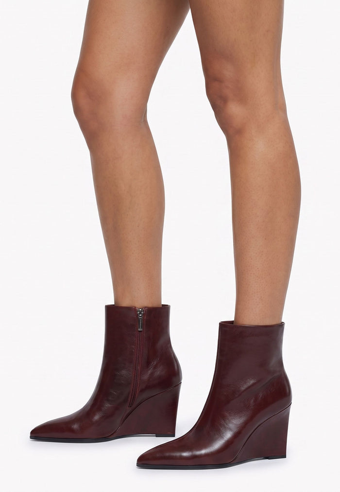 Wedge Heel Ankle Boots - Bordeaux