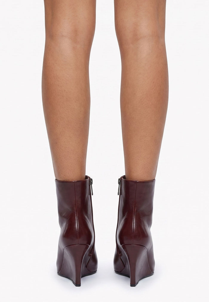 Wedge Heel Ankle Boots - Bordeaux