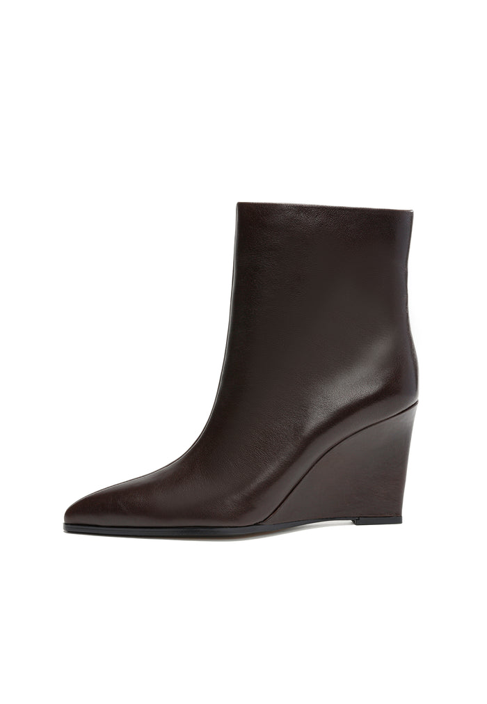 Wedge Heel Ankle Boots - Brown