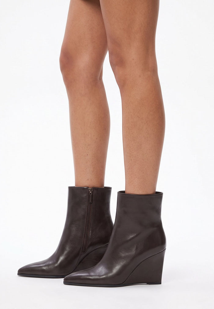 Wedge Heel Ankle Boots - Brown