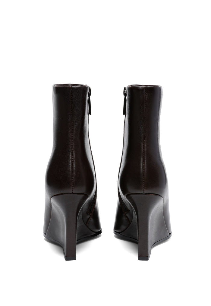 Wedge Heel Ankle Boots - Brown