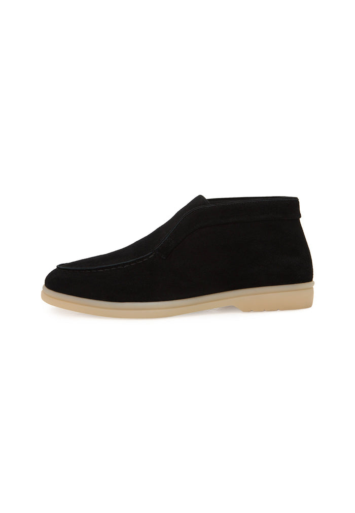 Wool Step High Loafers - Black