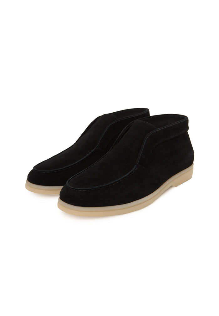Wool Step High Loafers - Black