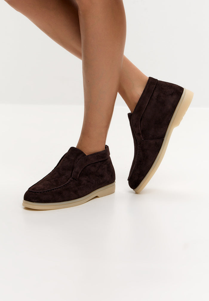 Wool Step High Loafers - Brown